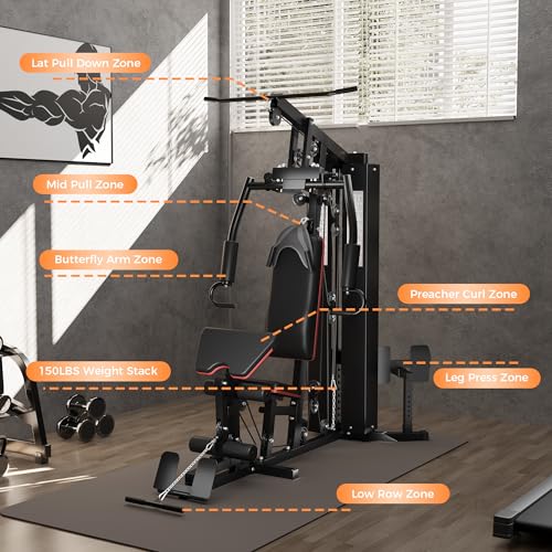 150LBS Weight Stack Home Gym Equipment with Pulley System O376903