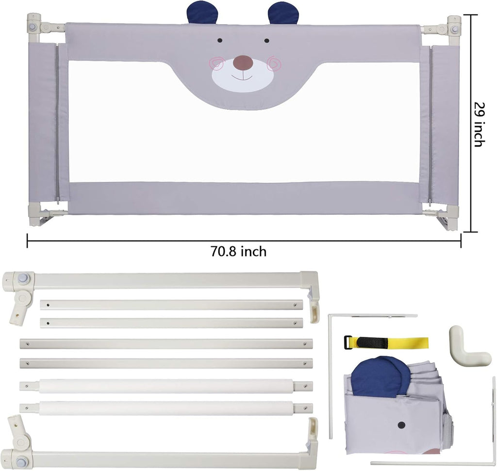 Extra Tall Collapsible Double Lock Bed Rails for Toddlers Queen Size C106