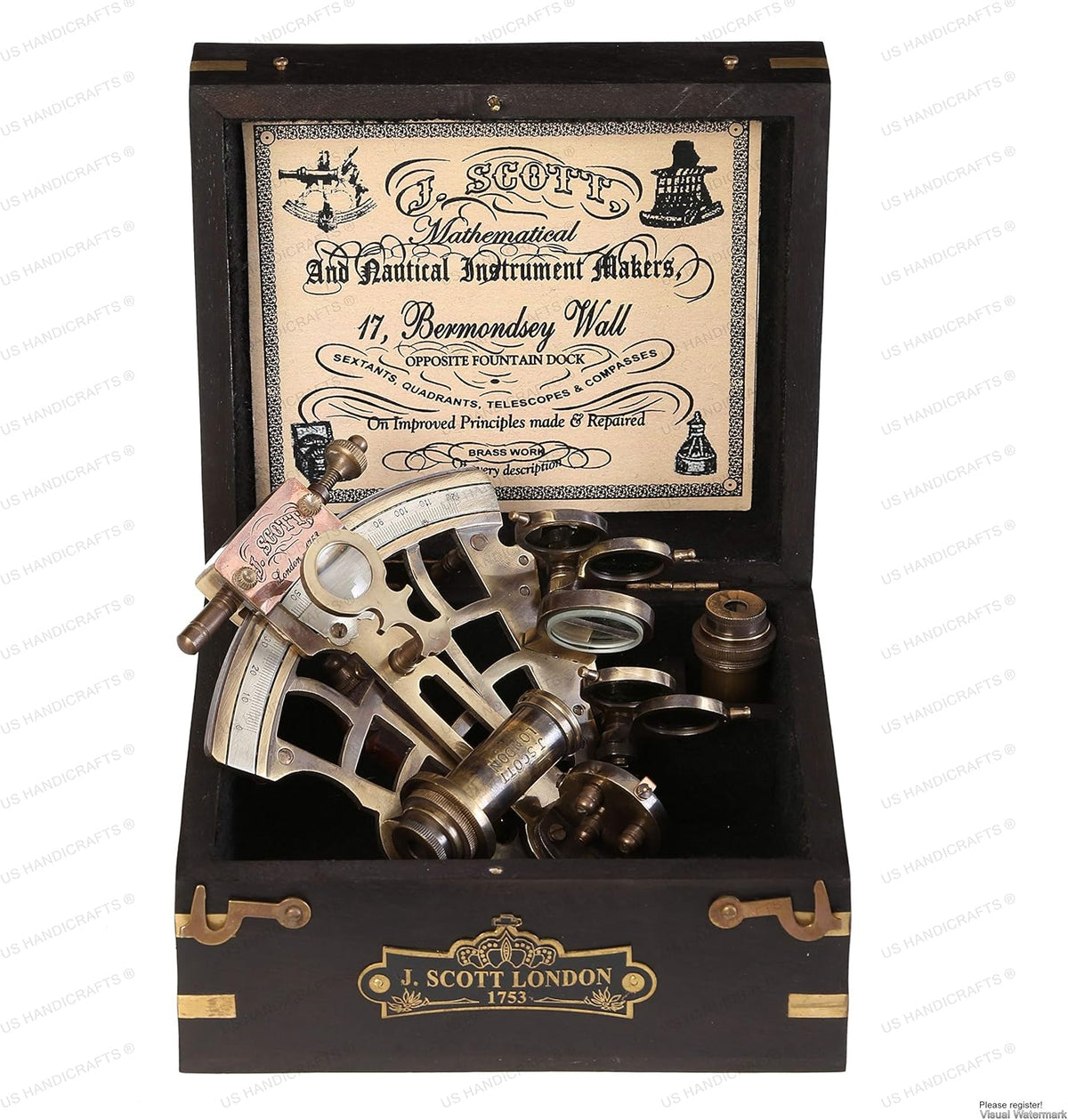 Brass Nautical Sextant with Hardwood Box Z2586