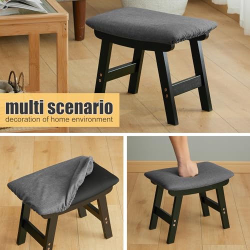 Bamboo Foot Stool with Orange Surface N330