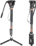 Carbon Fiber 71 inch Telescopic Video Monopod Kit with Fluid Head and Folding Support Base H137