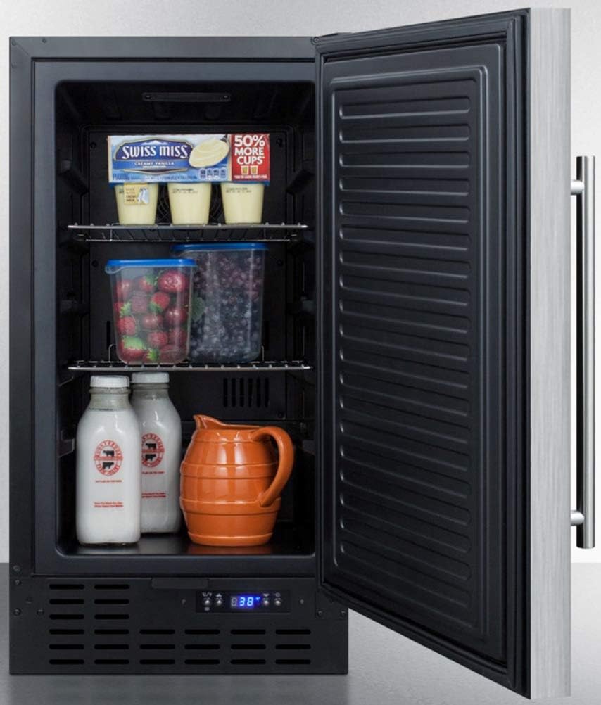 18" Wide Built-in Undercounter All-refrigerator with Stainless Steel Door, Black Cabinet, Digital Thermostat, Automatic Defrost and Front Lock H570759