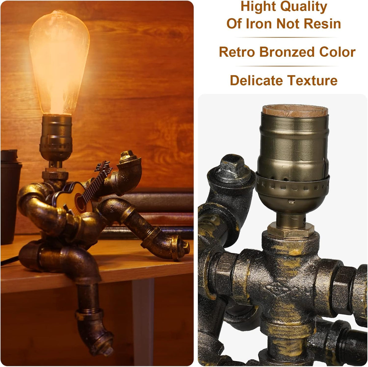 Bronze Metal Pipe Robot Table Lamp L701