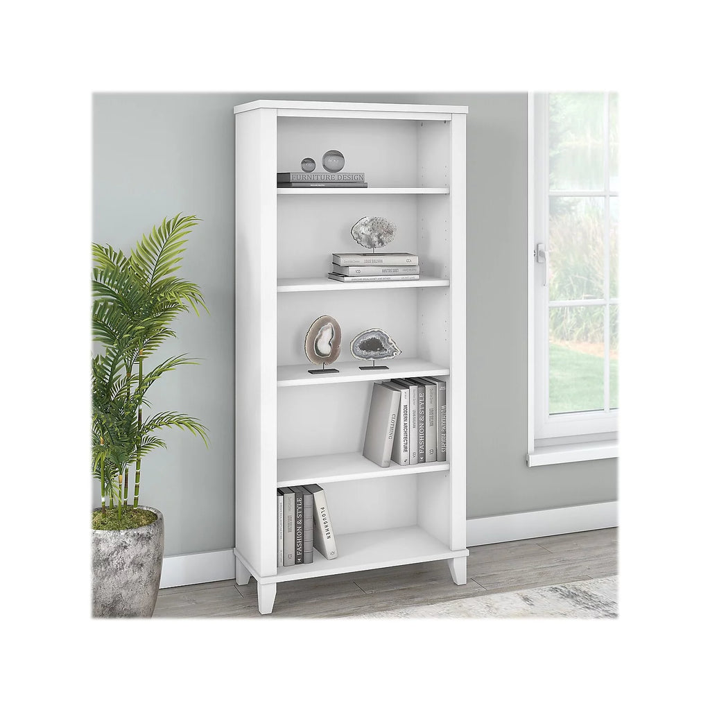 White 5 Shelf Tall Bookcase N78968