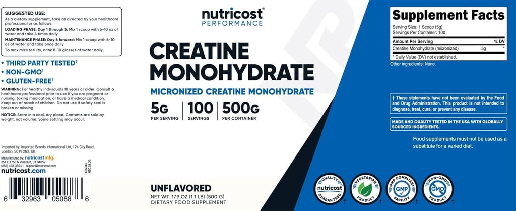 Vanilla Whey Protein Powder 1.78lbs and Creatine Monohydrate Powder 500G V396087