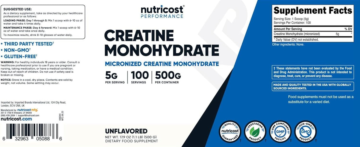 Vanilla Whey Protein Powder 1.78lbs and Creatine Monohydrate Powder 500G V396087