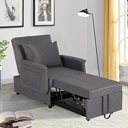 Black Sleeper Chair Bed Sofa with Pillow C309