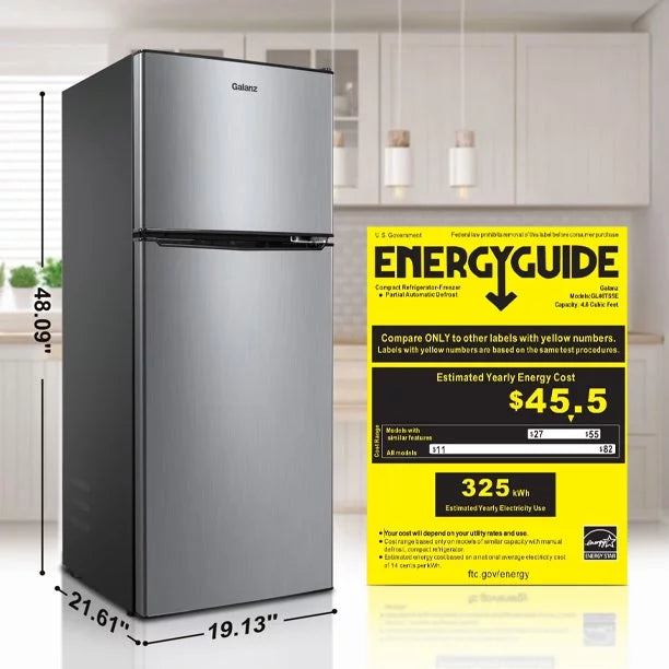 Stainless Steel Two Door Mini Refrigerator with Freezer W707