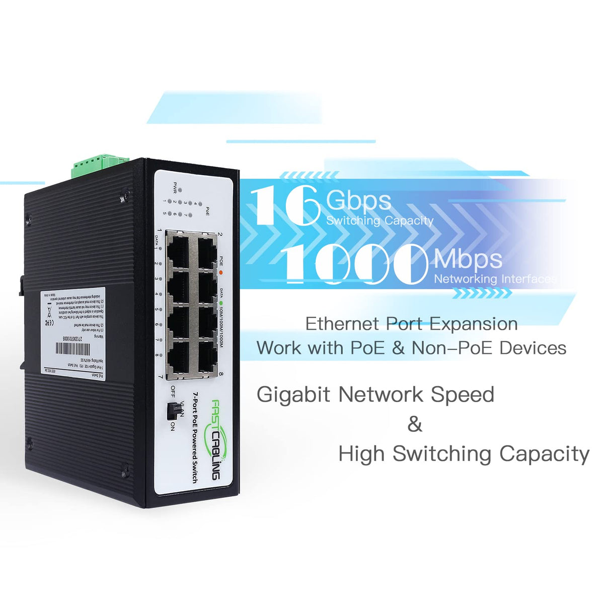 PoE Powered Switch, PoE+ Extender, 71W Passthrough Power Y72651
