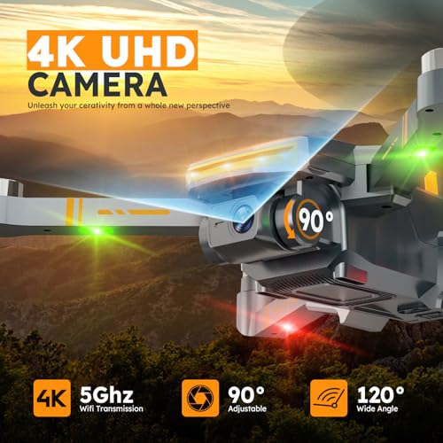 Dark Gray 4K Camera Drone with Brushless Motor, Follow Me Mode, Auto Return, Foldable RC Quadcopter H9714