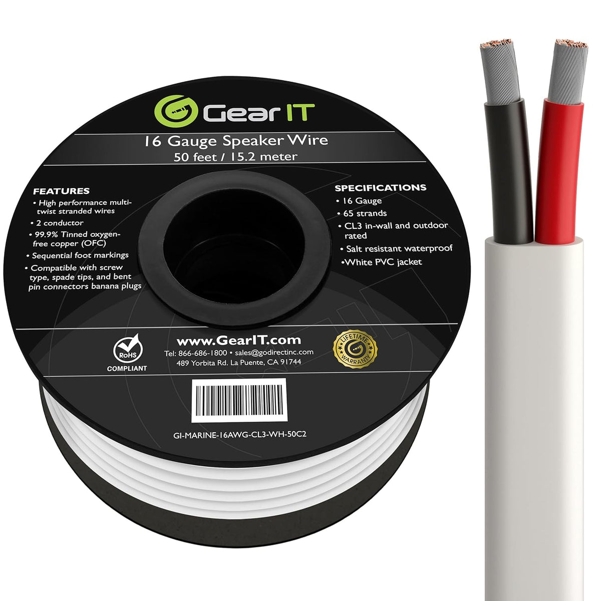 16AWG Tinned OFC Copper Marine Speaker Cable 200 Feet U547