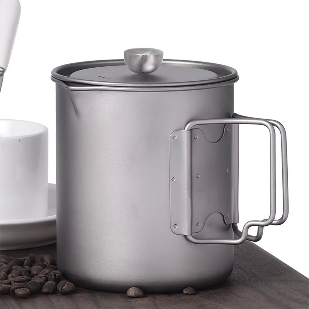 750ml Coffee Cup Mug French Press Pot with Folding Spoon Q840