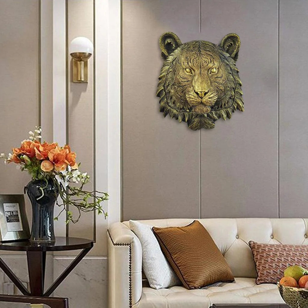 Tigers Mounted Bust Wall Sculpture K86826