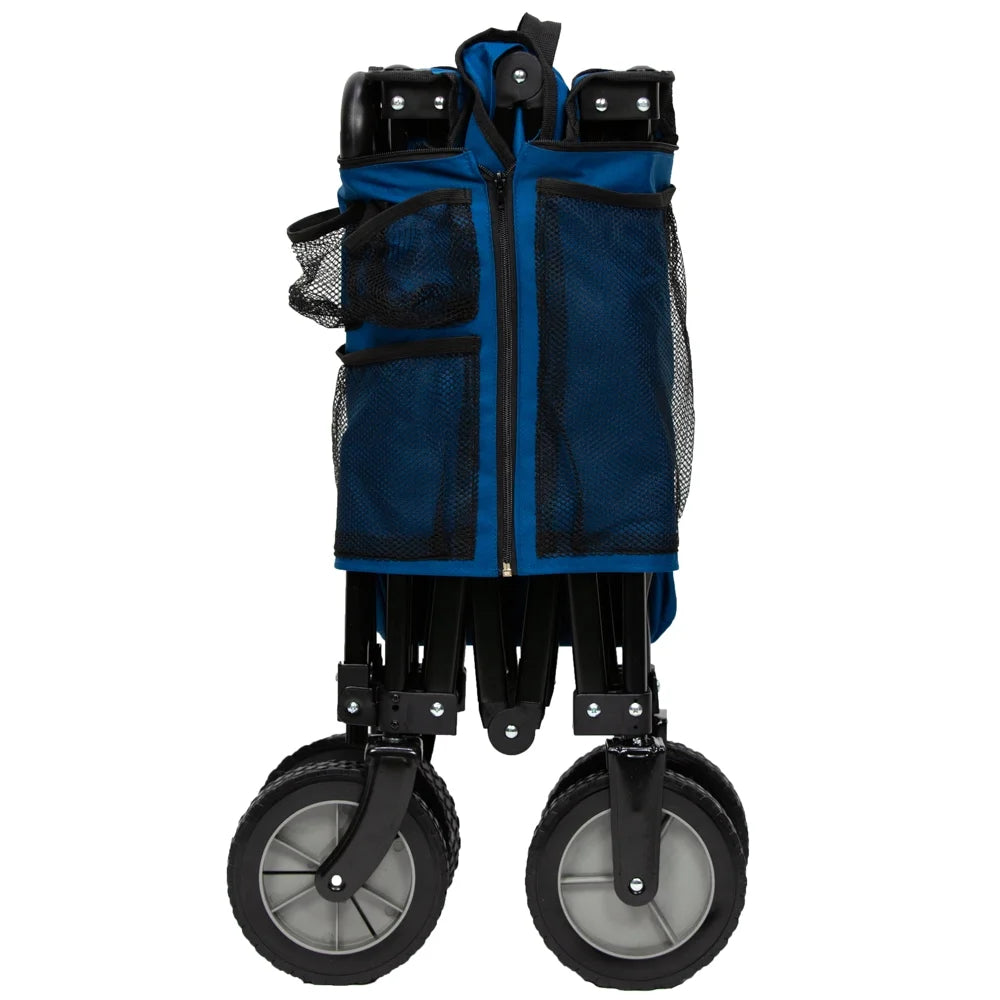 Quad Fold Camping Wagon with Telescoping Handle, Blue, Polyester S632765