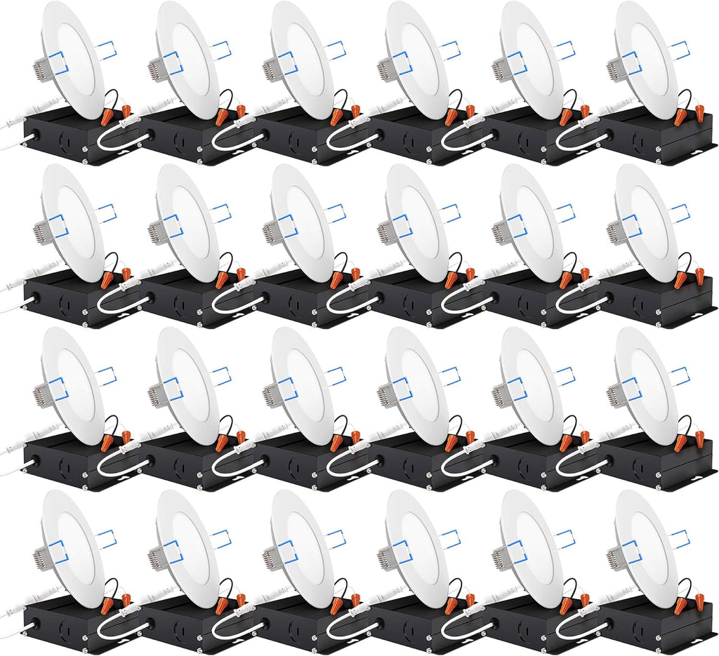 24 Pack 4 Inch Ultra Thin LED Recessed Ceiling Lights, 4000K Cool White, Dimmable 10W, 650 LM A218326