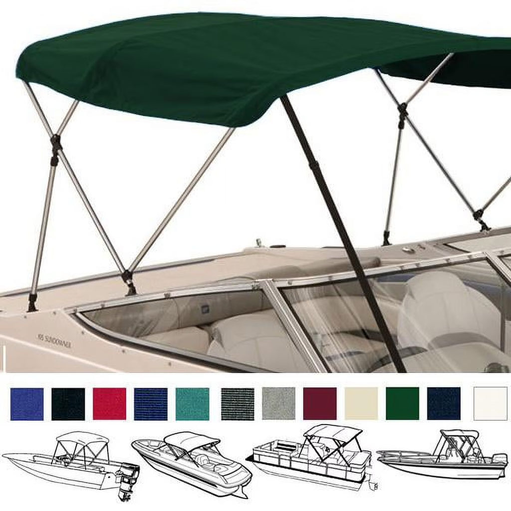 3 Bow 72" L 36" H 61"-66" W Bimini Top Boat Cover with Boot and Rear Poles H26857