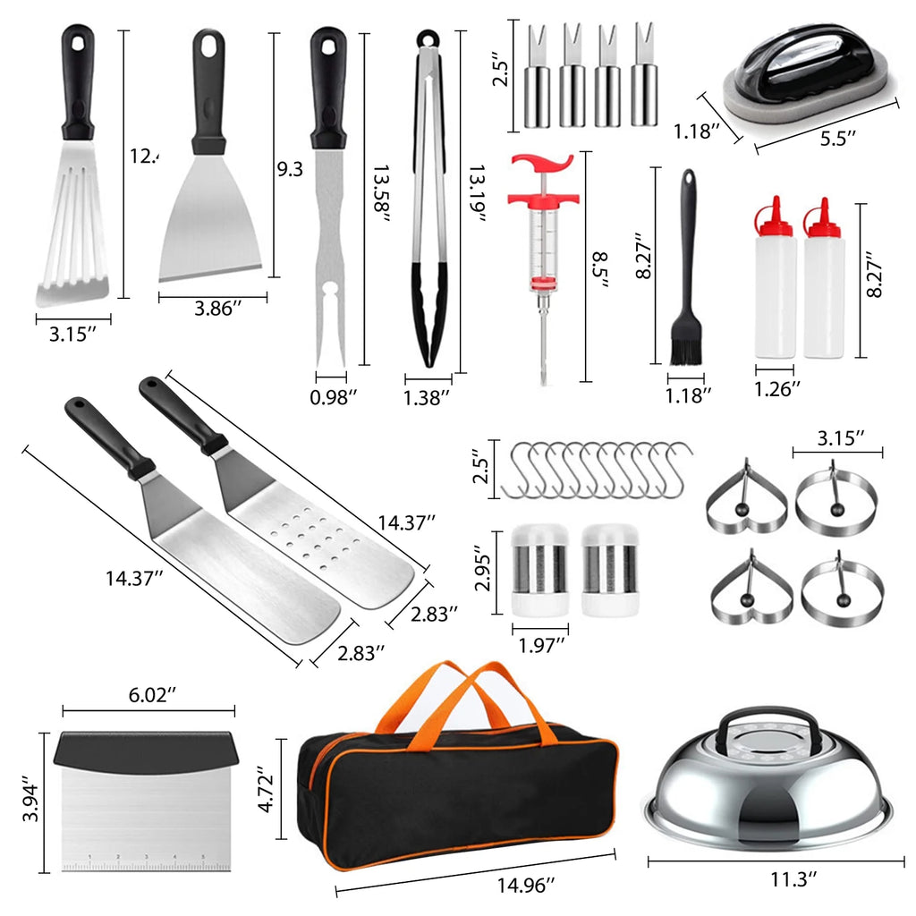 34Pcs Stainless Steel BBQ Grilling Tools Set with Carry Bag V961197