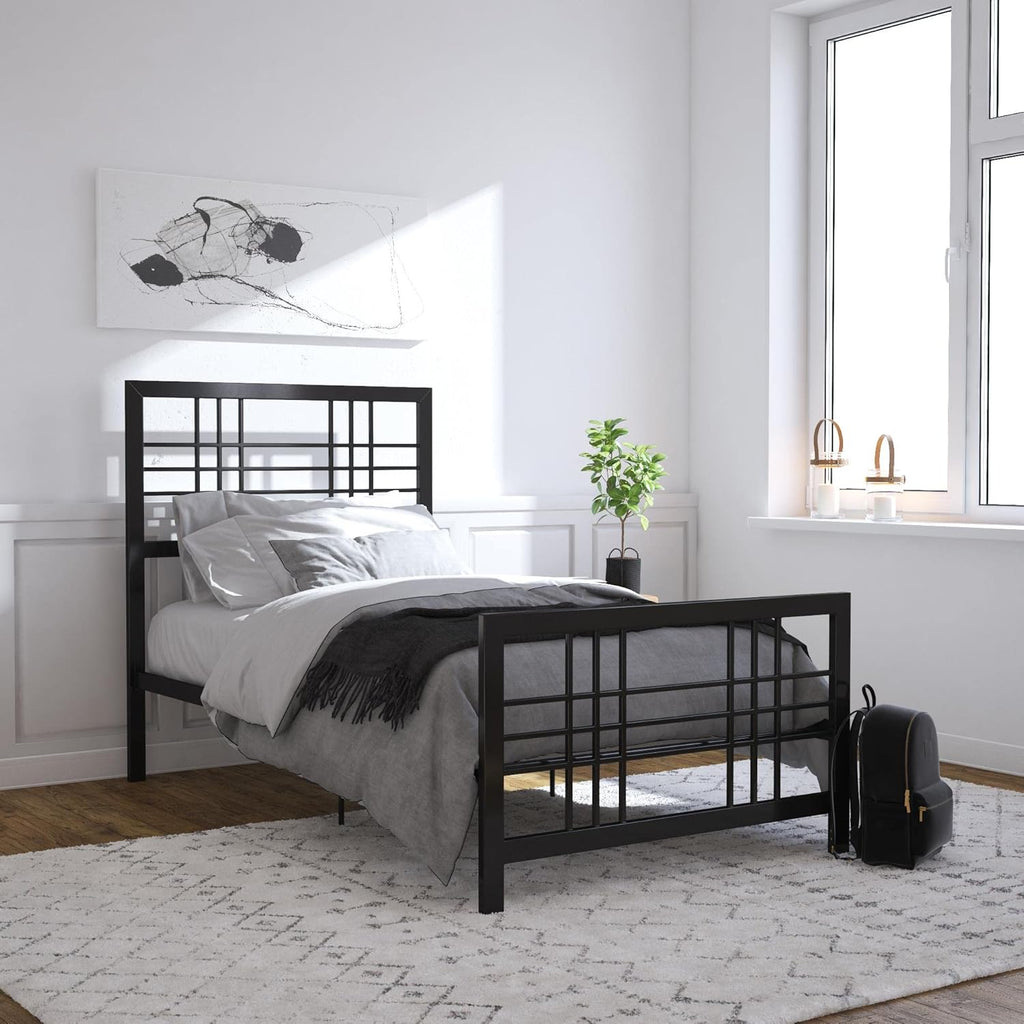 Twin Size Metal Bed Frame with Adjustable Storage P317
