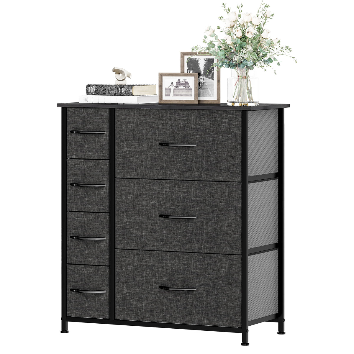 Gray Metal Fabric Wood Drawer Chests T23661