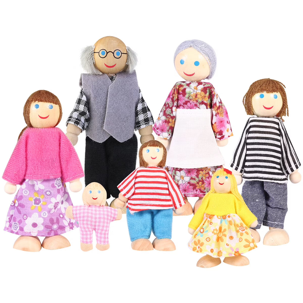 Wooden Dolls Playset Set of 7 People L78974