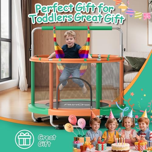 55" Toddler Mini Trampoline with Swing and Gymnastics Bar W310543