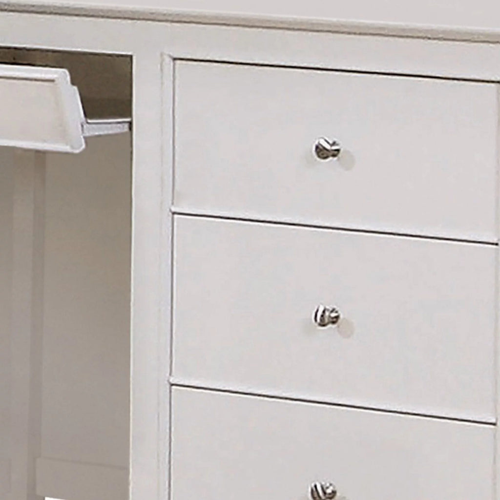 White 48 Inch 3 Drawer Writing Desk with Keyboard Tray M4963