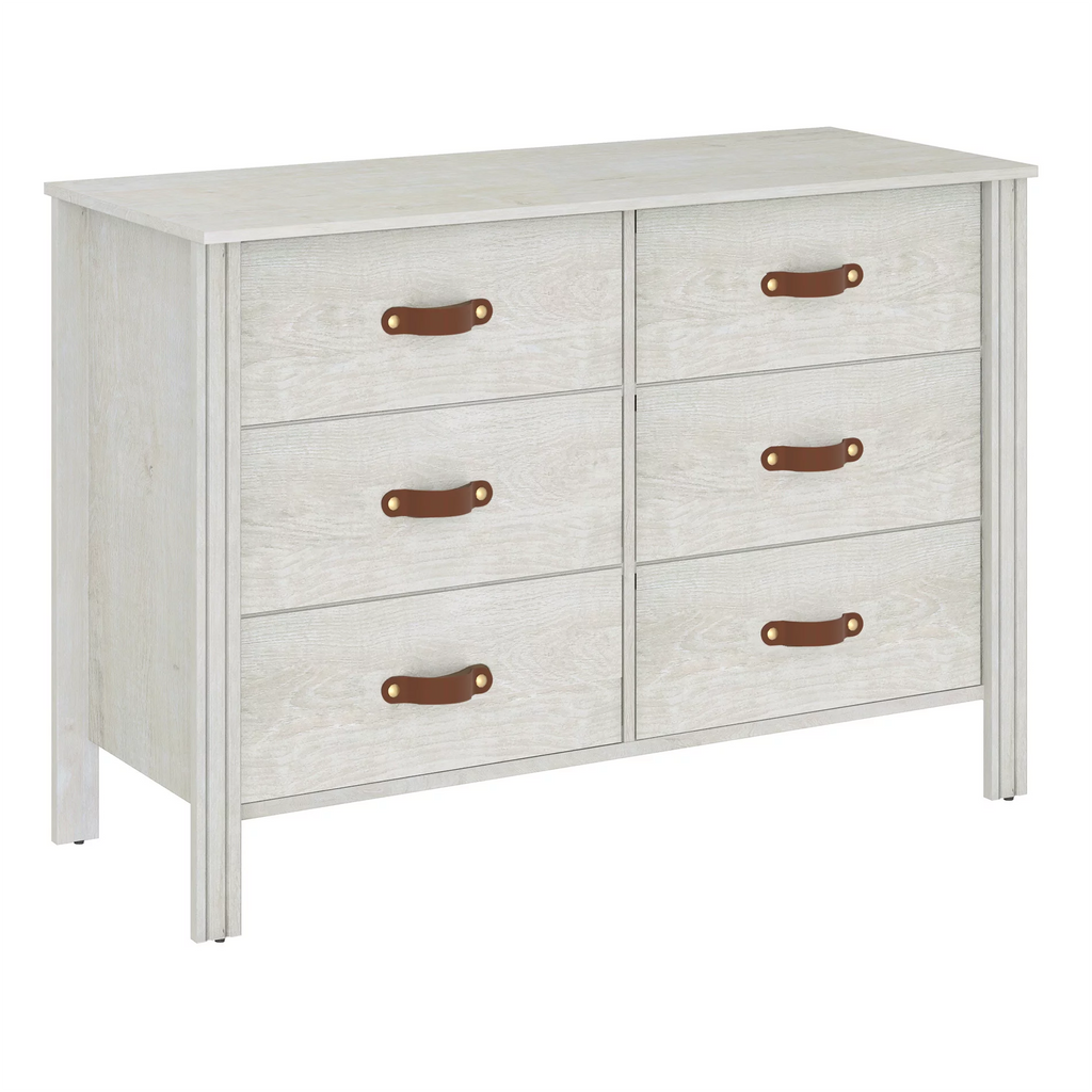 White 6 Drawer Wood Dresser F26137
