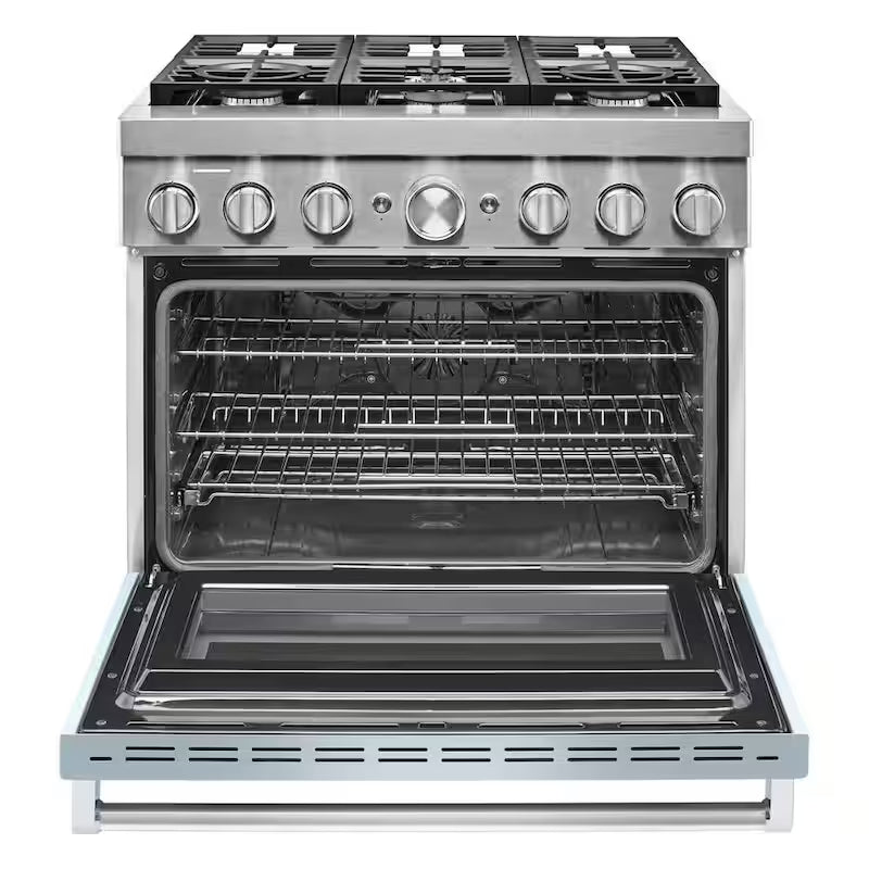 5.1 cu. ft. Dual Fuel Smart Range with 6-Burners in Misty Blue O912