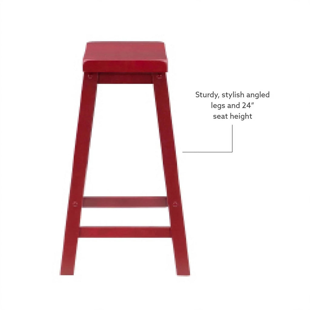 24" Wood Backless Saddle Seat Counter Stool in Red A8817