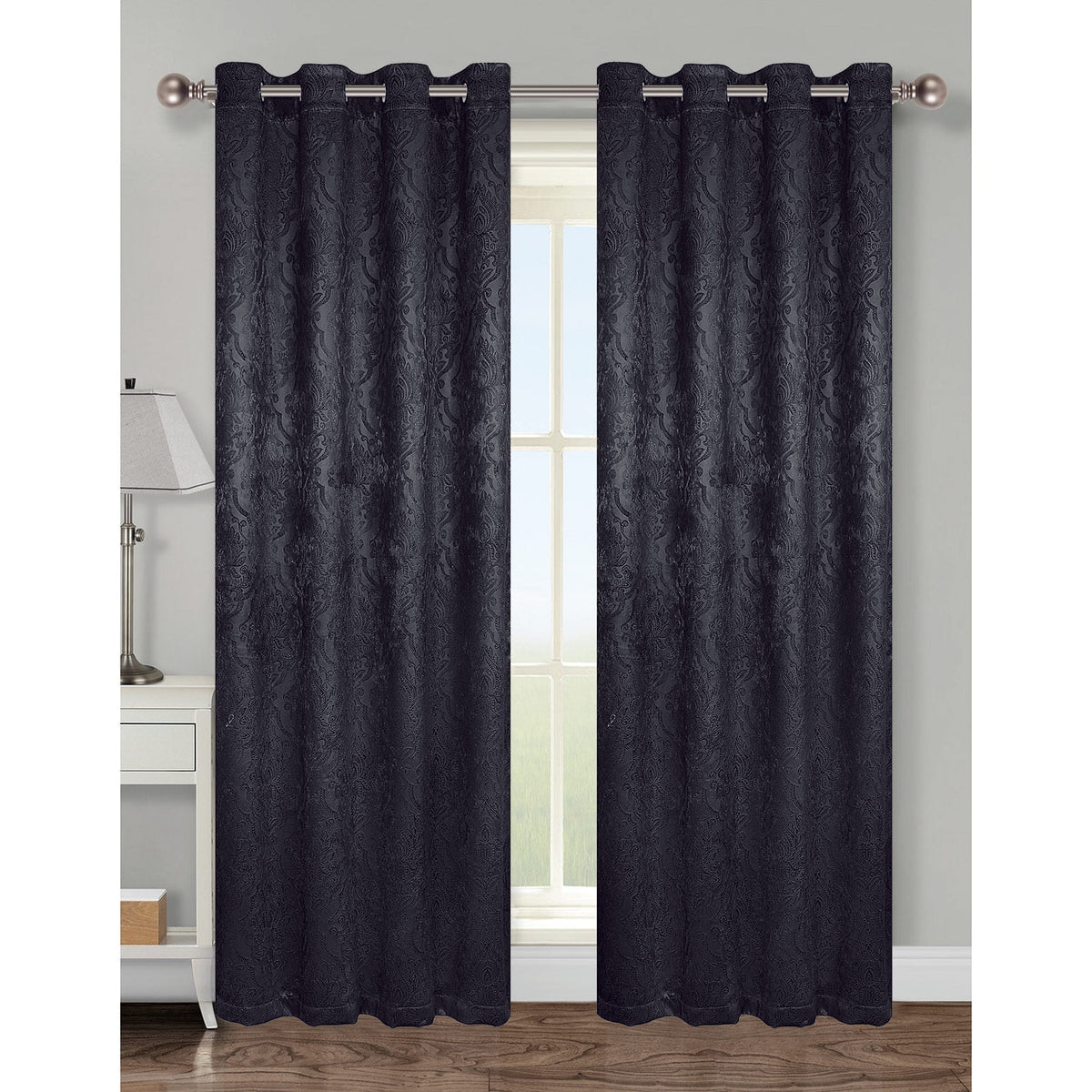 Black 54x84 Inches Grommet Window Panel R69900