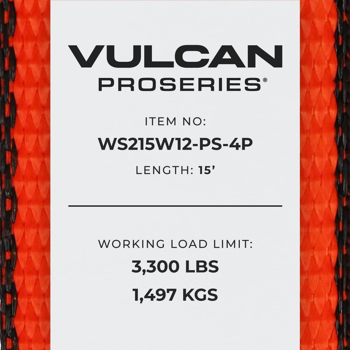 2 Inch x 15 Foot Winch Strap with Heavy Wire Hook, 4 Pack P420