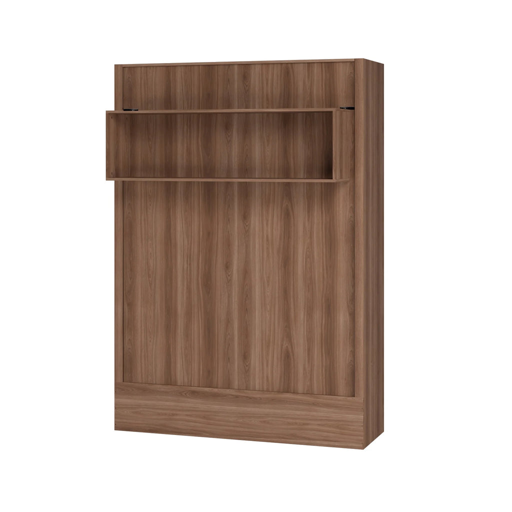 Queen Murphy Wall Bed Natural Brown Wood Grain with Shelf R6167