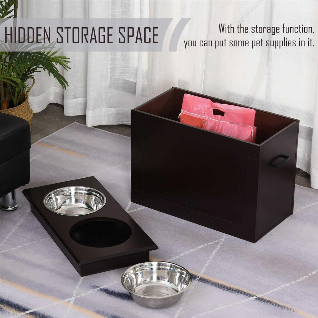 Raised Pet Feeding Station with 2 Stainless Steel Bowls B988382