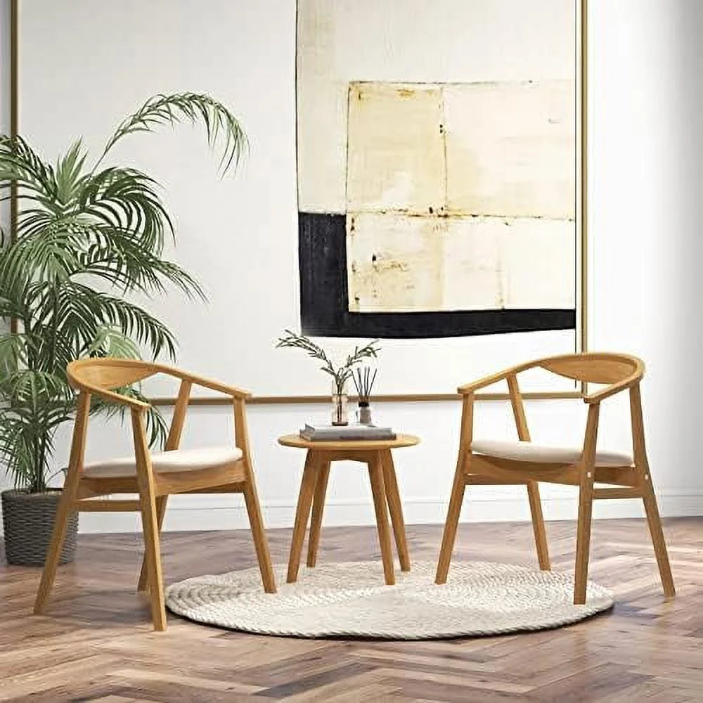 Bamboo Accent Chair with Armrest and Curved Backrest X784