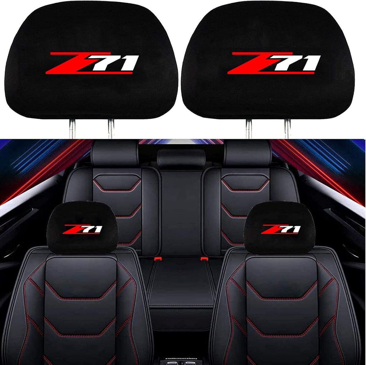 2 Pack Black Fabric Headrest Covers T61502