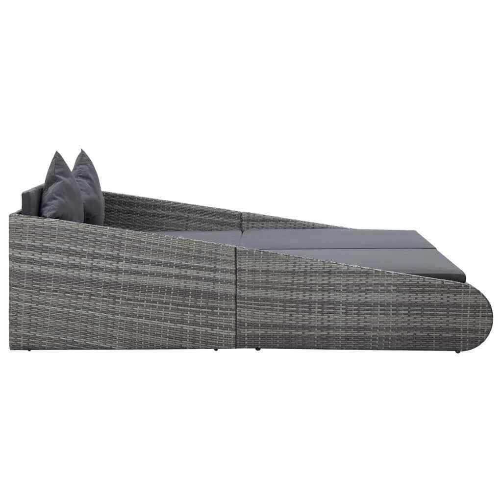 Gray Poly Rattan Garden Bed Z397