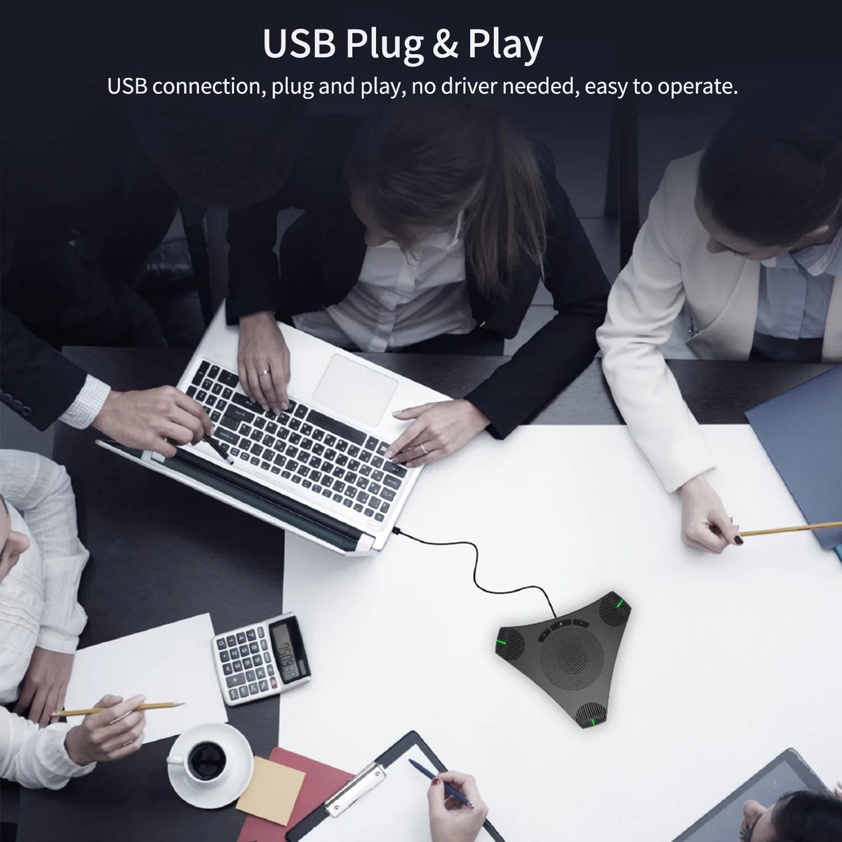 USB Speakerphone Conference Microphone Omnidirectional Computer Mic with Mute Key S80072