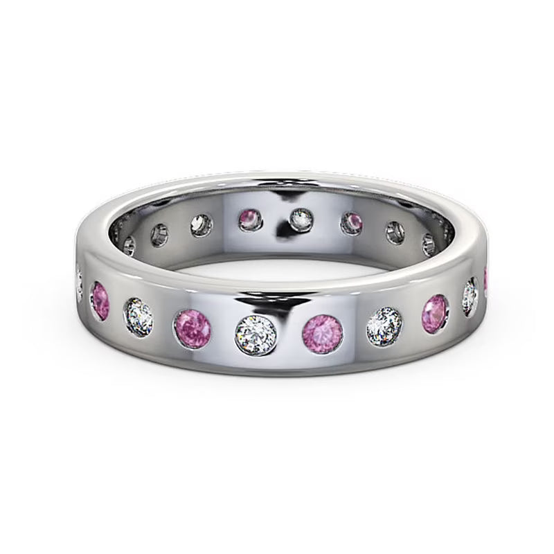 14K White Gold Eternity Band with Pink Sapphire Diamond L4631