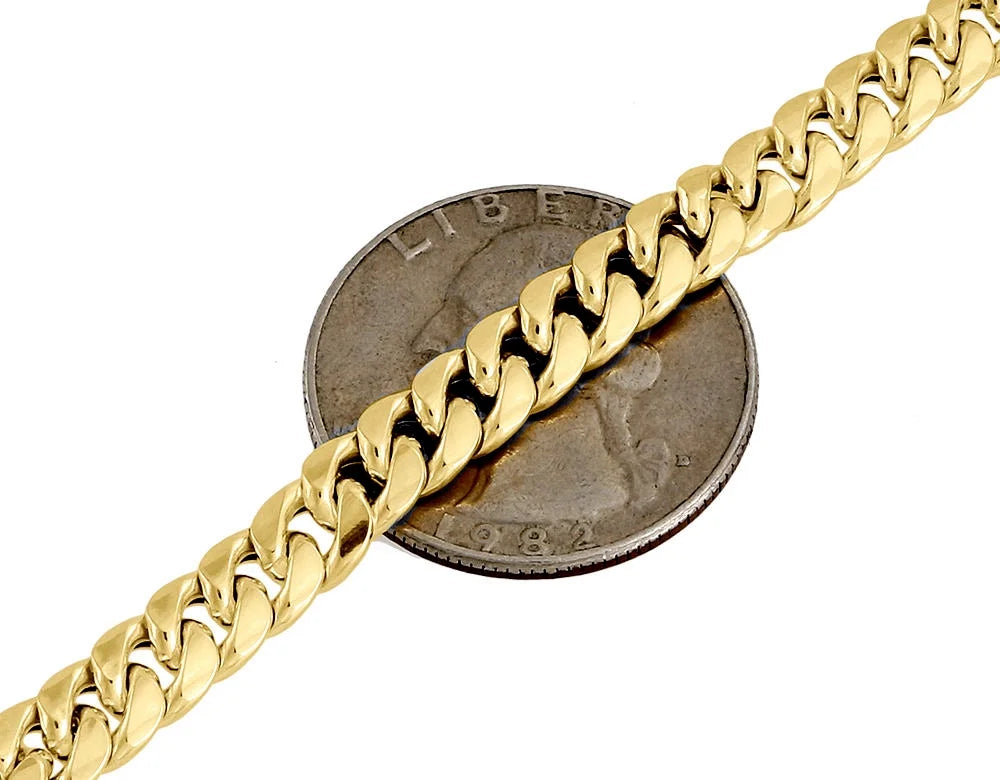 18K Yellow Gold 6mm Solid Miami Cuban Link Chain 22" Necklace N532364