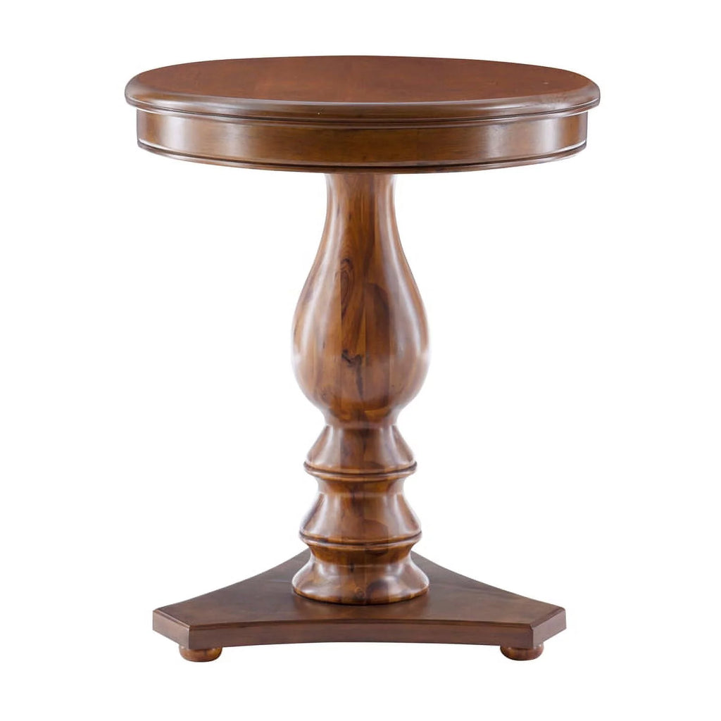Round Wood Side Table with Pedestal Base V112