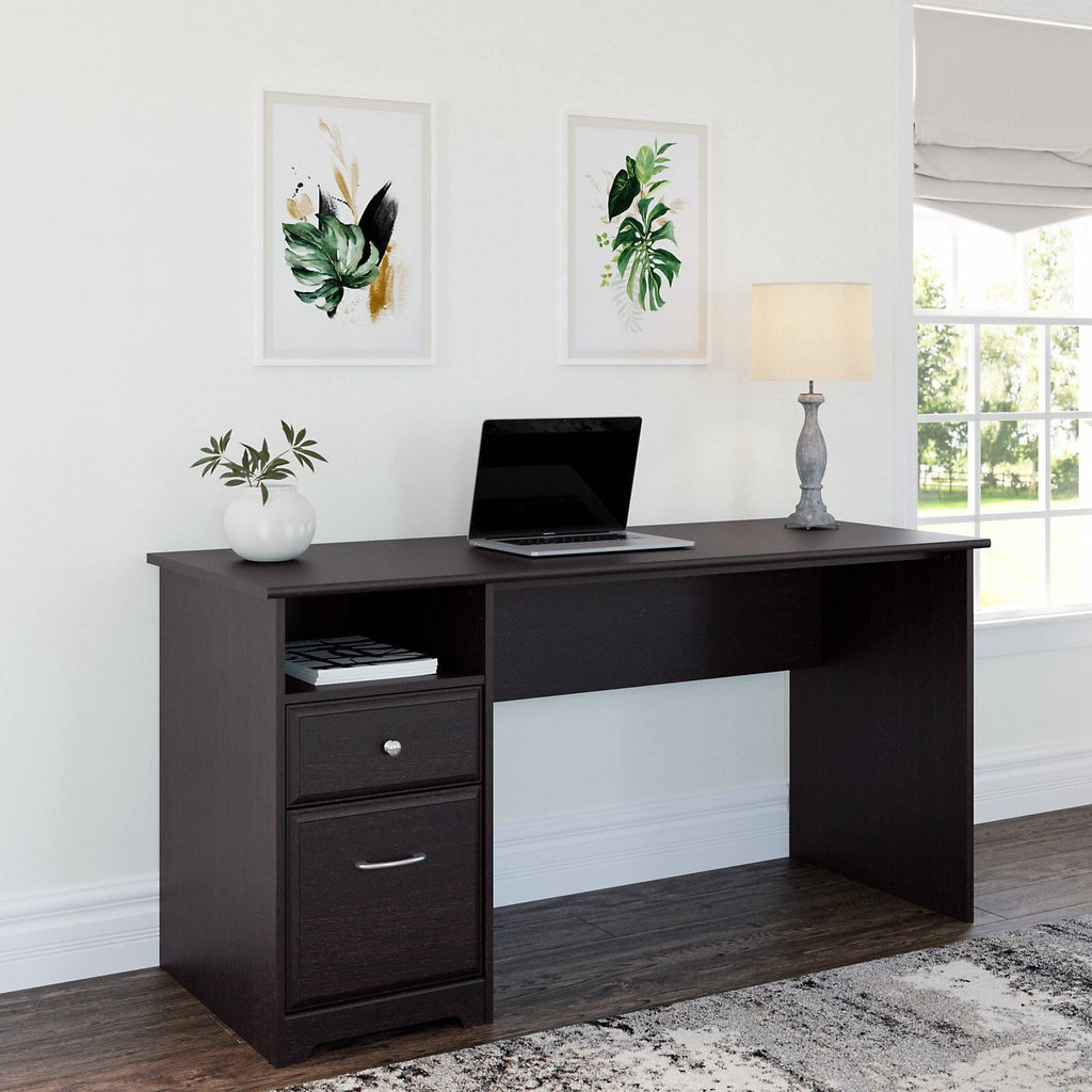 60W Computer Desk with Drawers in Espresso Oak P899