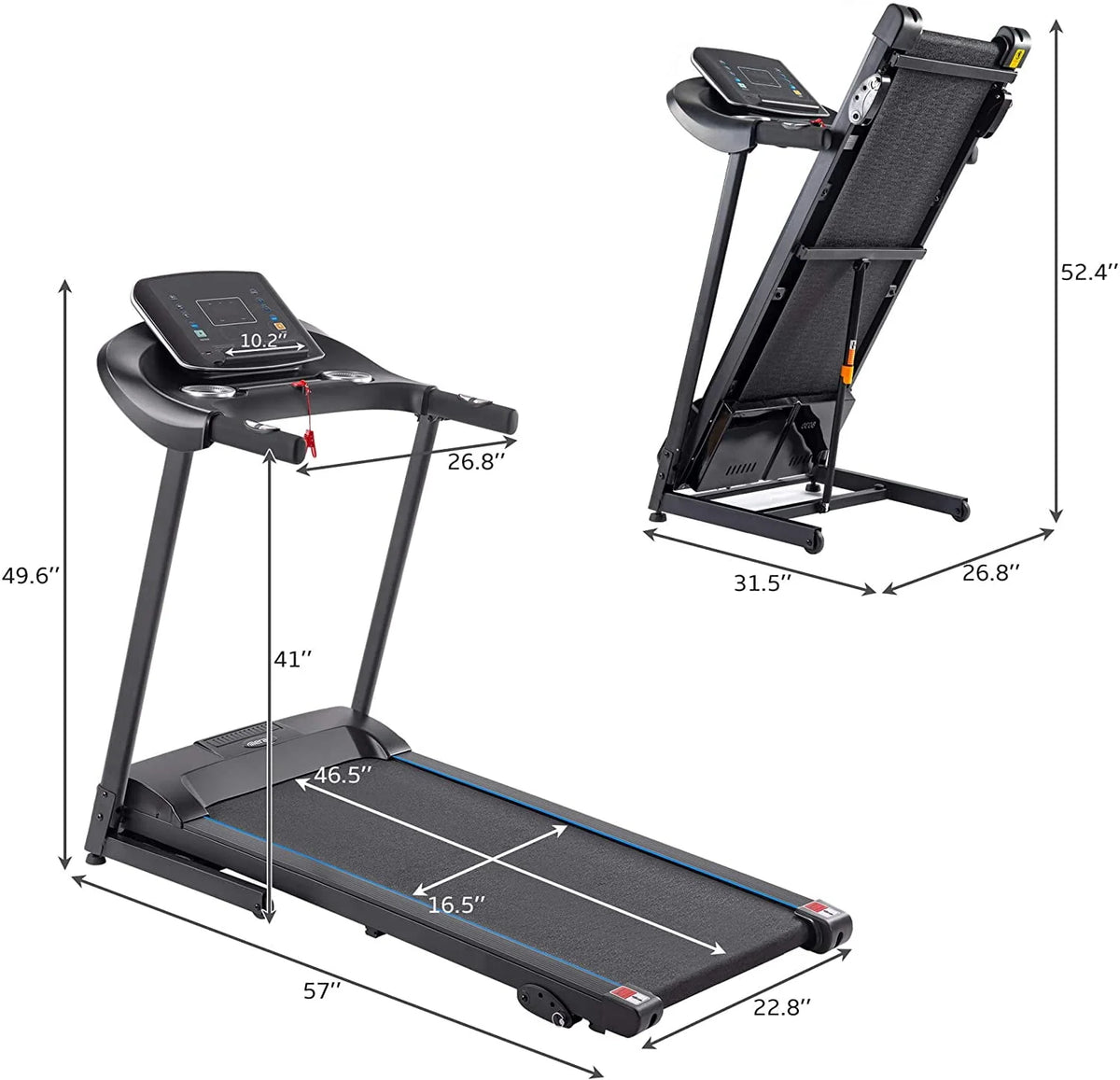 Folding 2.5HP Electric Treadmill with Incline C678