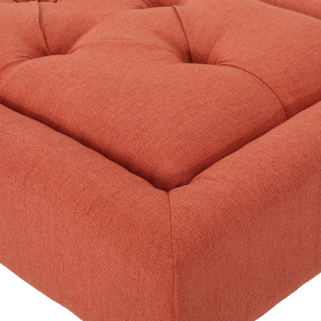 Grey Rectangle Tufted Fabric Ottoman Bench Y413390