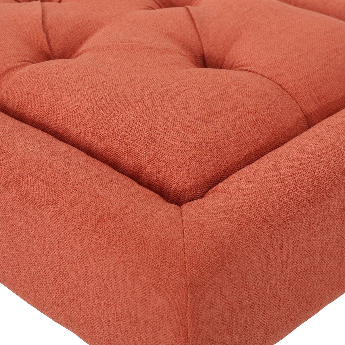 Grey Rectangle Tufted Fabric Ottoman Bench Y413390