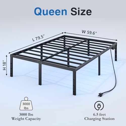 Full Size 14 Inch Metal Platform Bed Frame with LED Lights P89702