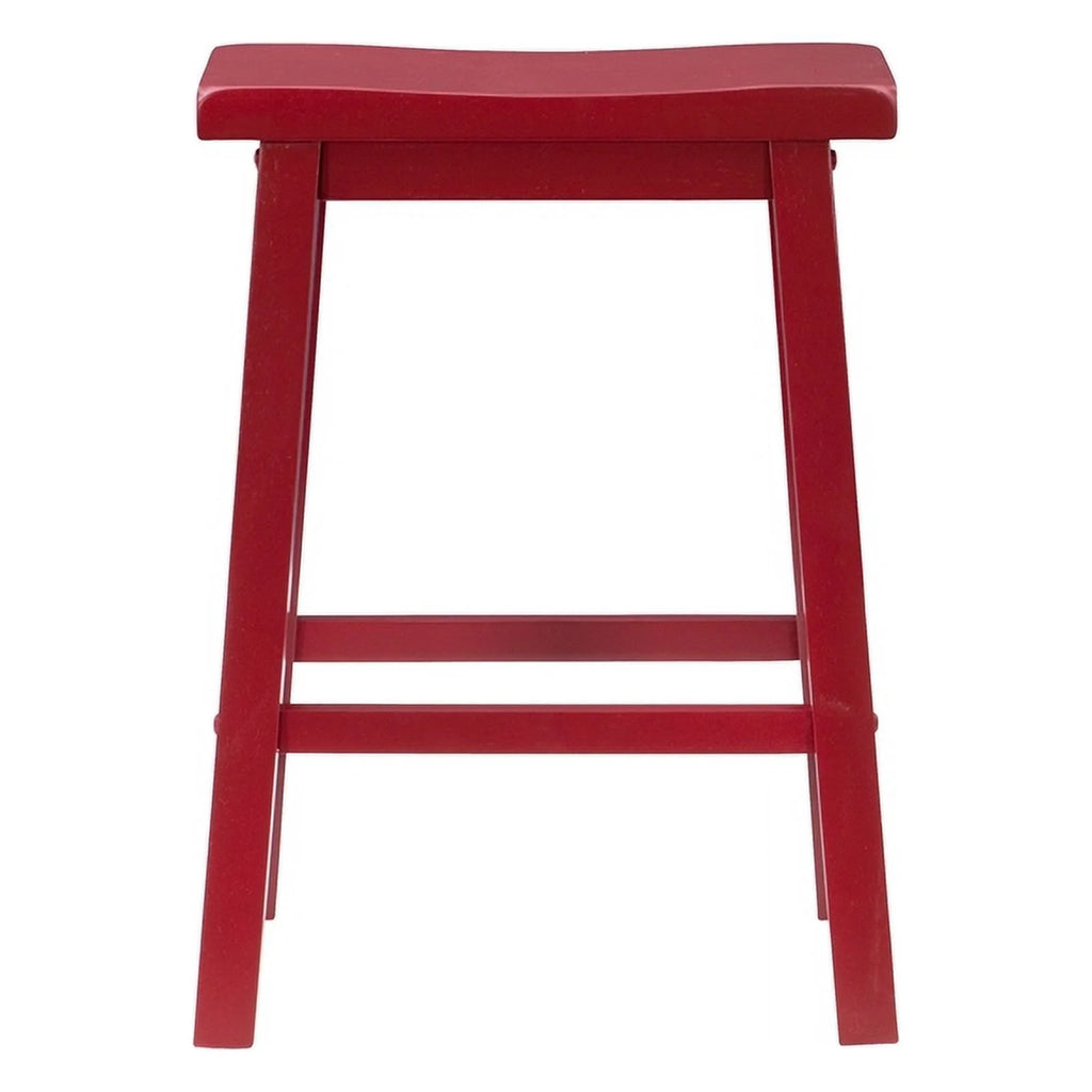 24" Wood Backless Saddle Seat Counter Stool in Red A8817