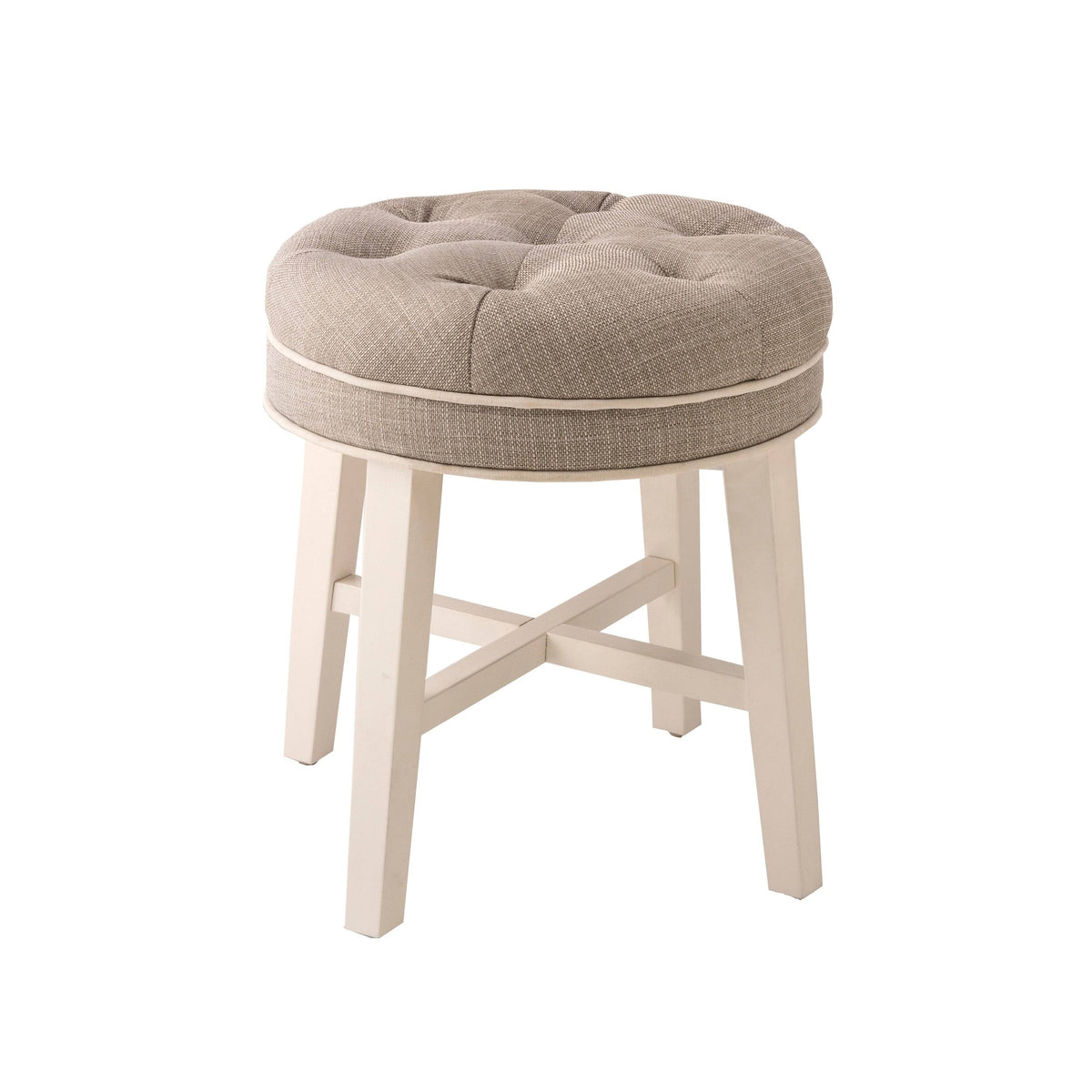 Linen Gray Tufted Backless Vanity Stool L733