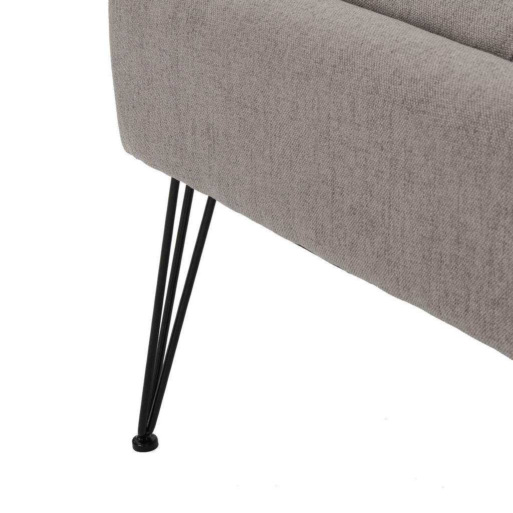 Grey Rectangle Tufted Fabric Ottoman Bench Y413390