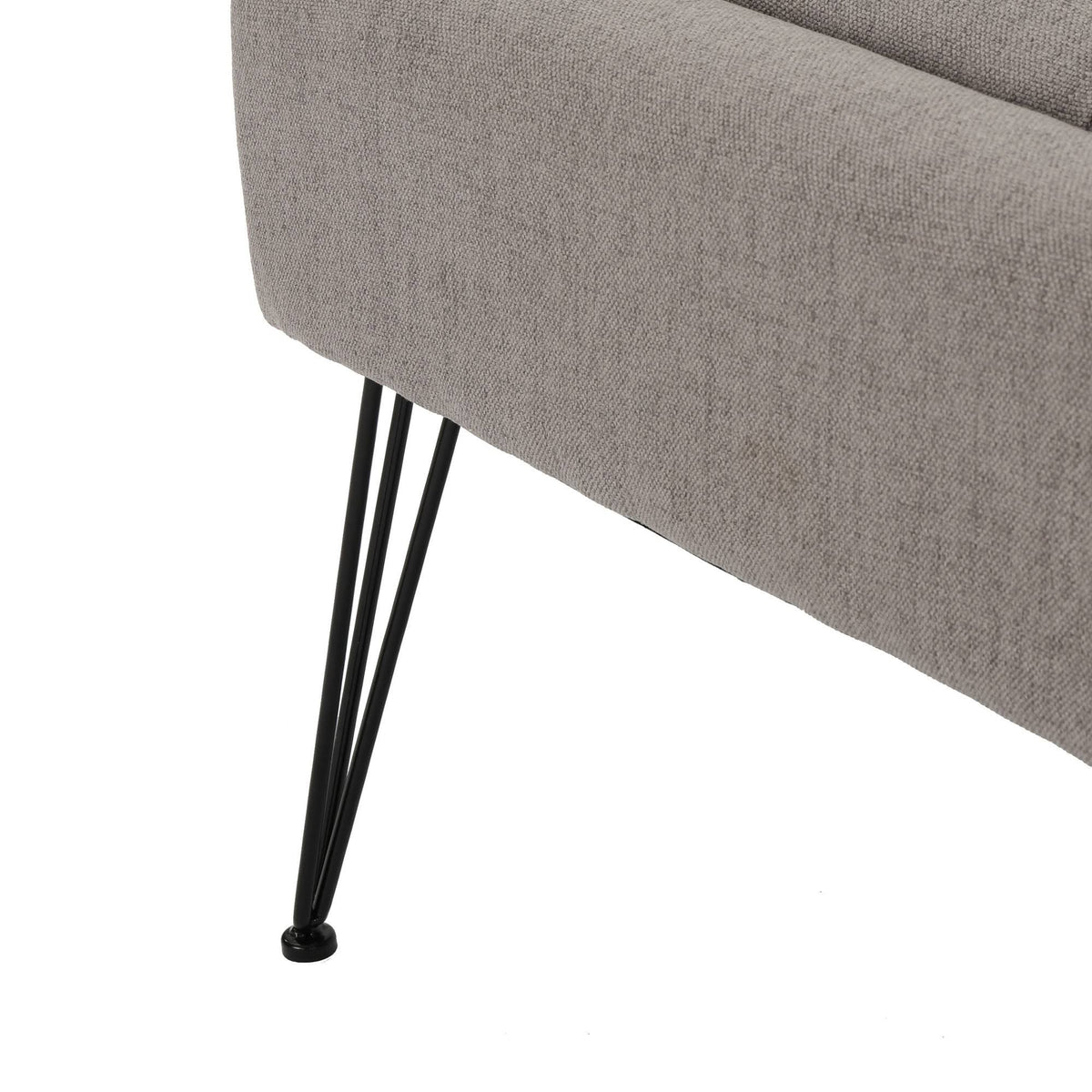 Grey Rectangle Tufted Fabric Ottoman Bench Y413390