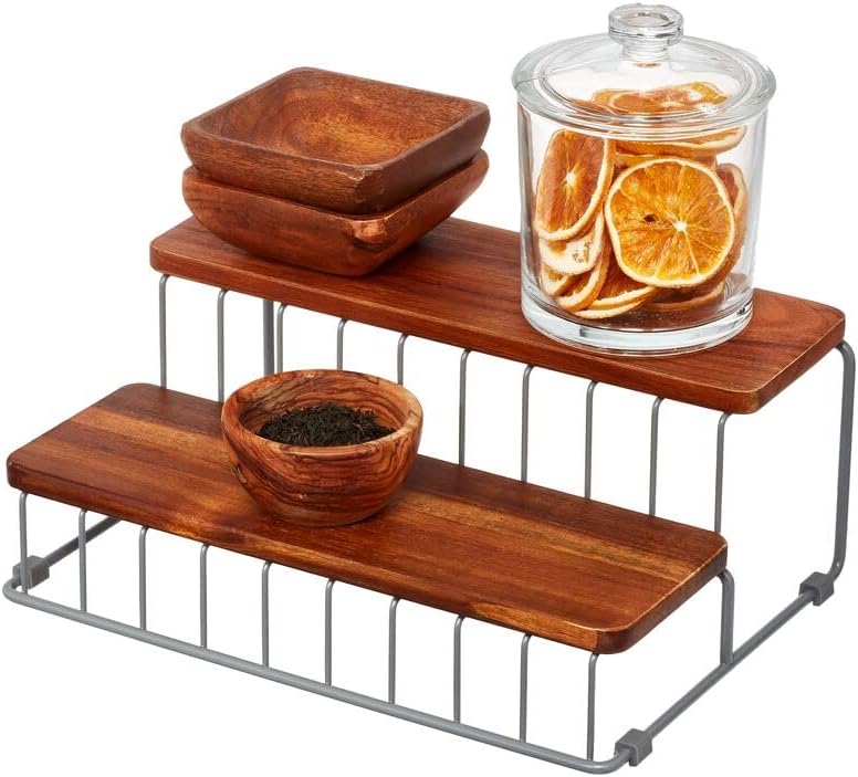 Acacia Wood and Wire Serving Tray, 14.5 x 7.5 x 3.2 D32028